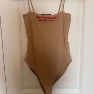 Zara Cream Bodysuit- “All I Want in Life is Pancakes”
